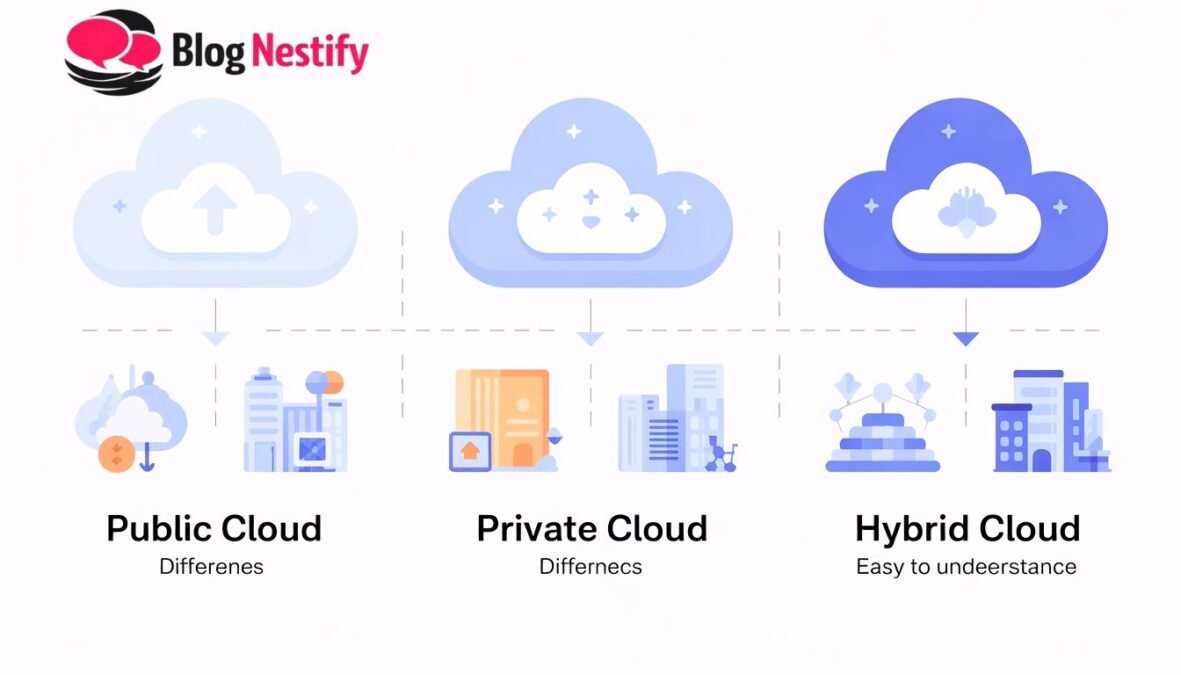 “public vs private vs hybrid cloud diagram”